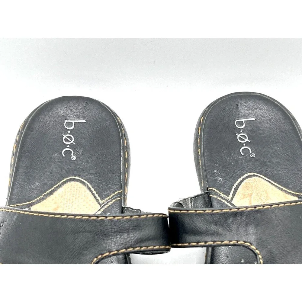 BOC Born Concept Black Thong Flip Flop Faux Leather Sandal Women's Size 10 M - Picture 8 of 11